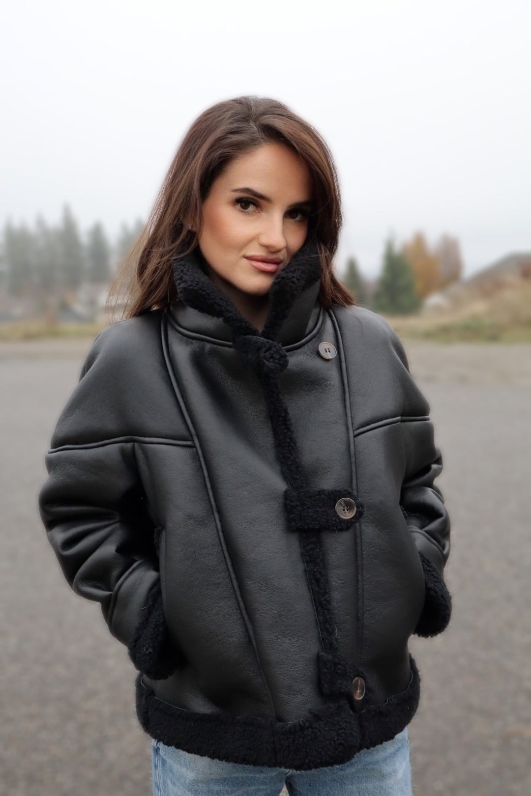 Black Faux Shearling coat