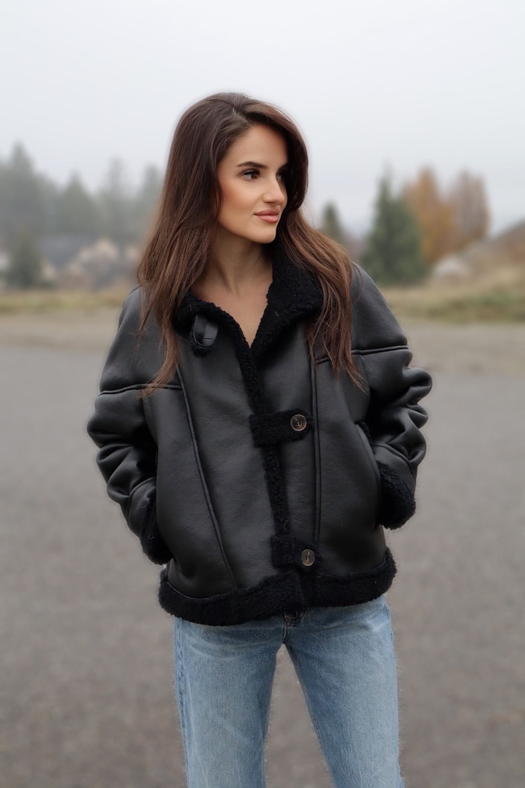 Black Faux Shearling coat