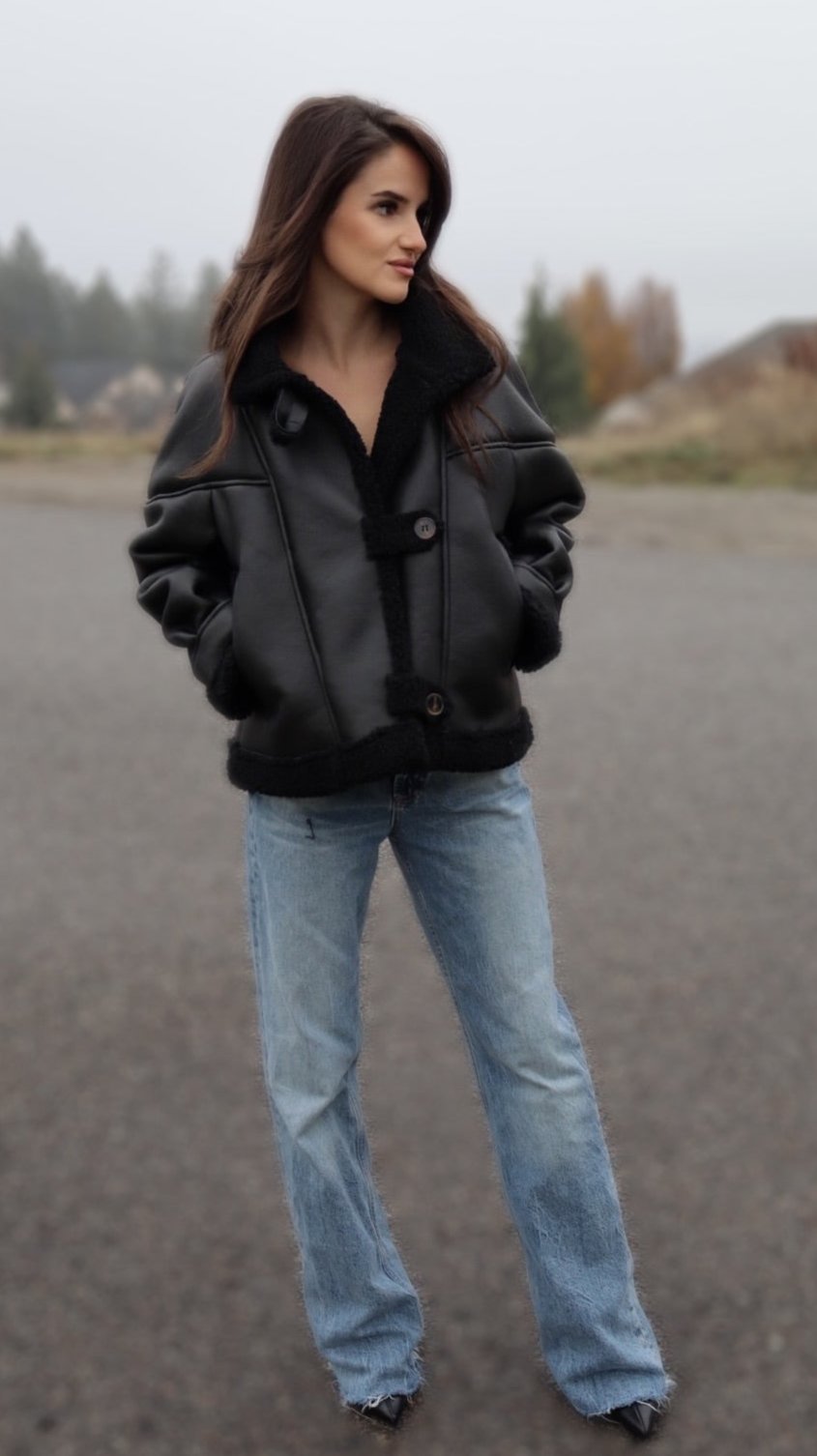 Black Faux Shearling coat