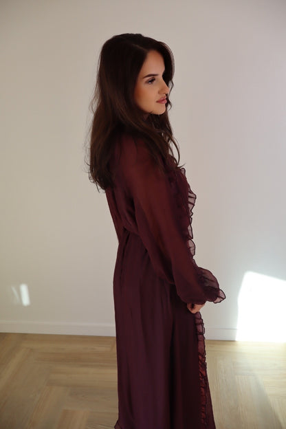 Burgundy Ruffle Dress