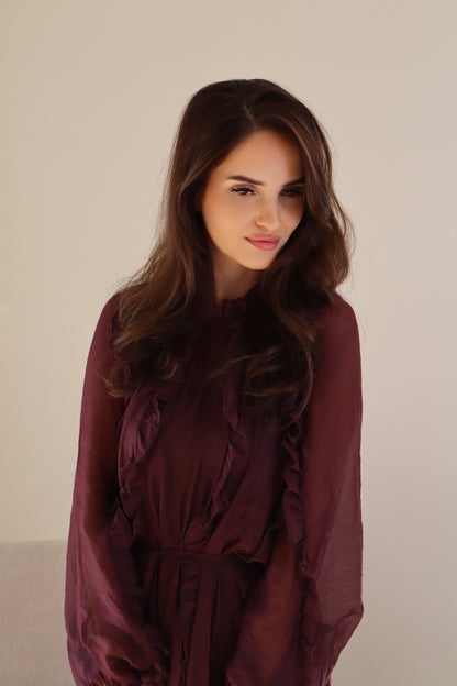 Burgundy Ruffle Dress