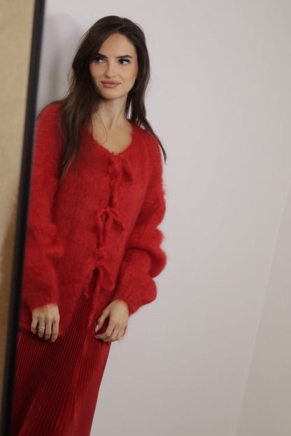 Red Mohair Cardigan