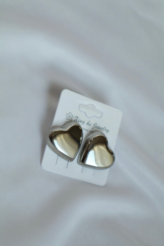 silver Heart Studs