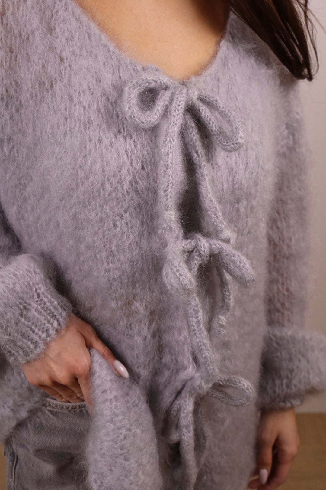 Grey Mohair Cardigan