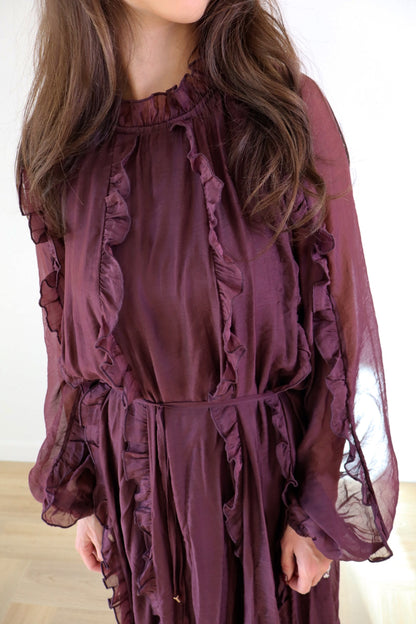 Burgundy Ruffle Dress