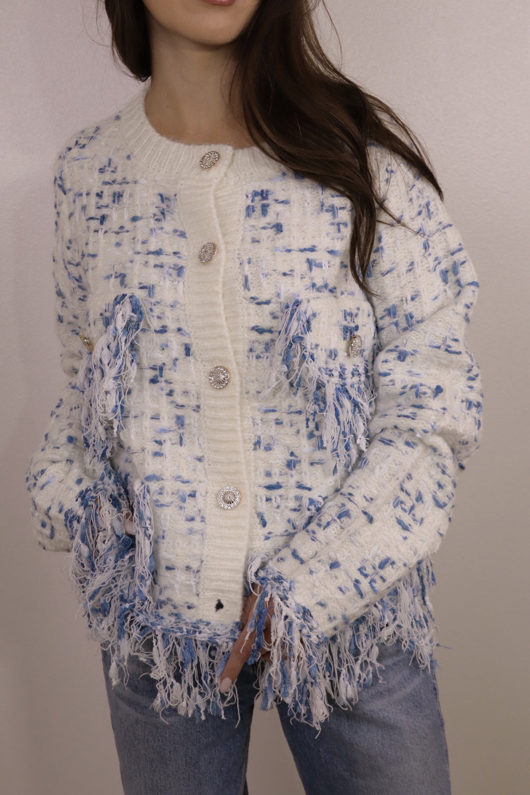 White Tassle Cardigan